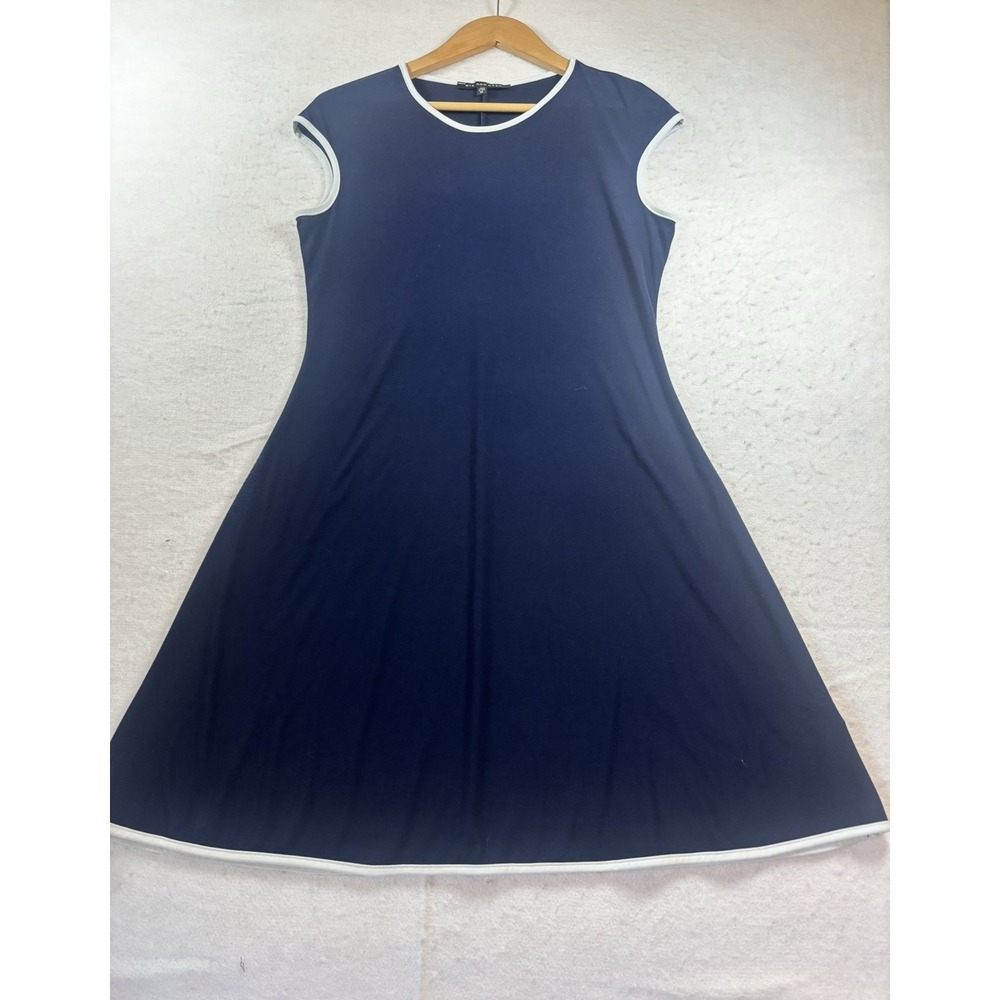 Nik and Nash Med Navy Sleeveless Dress W/White Trim A-Line Cute & Flirty Classic